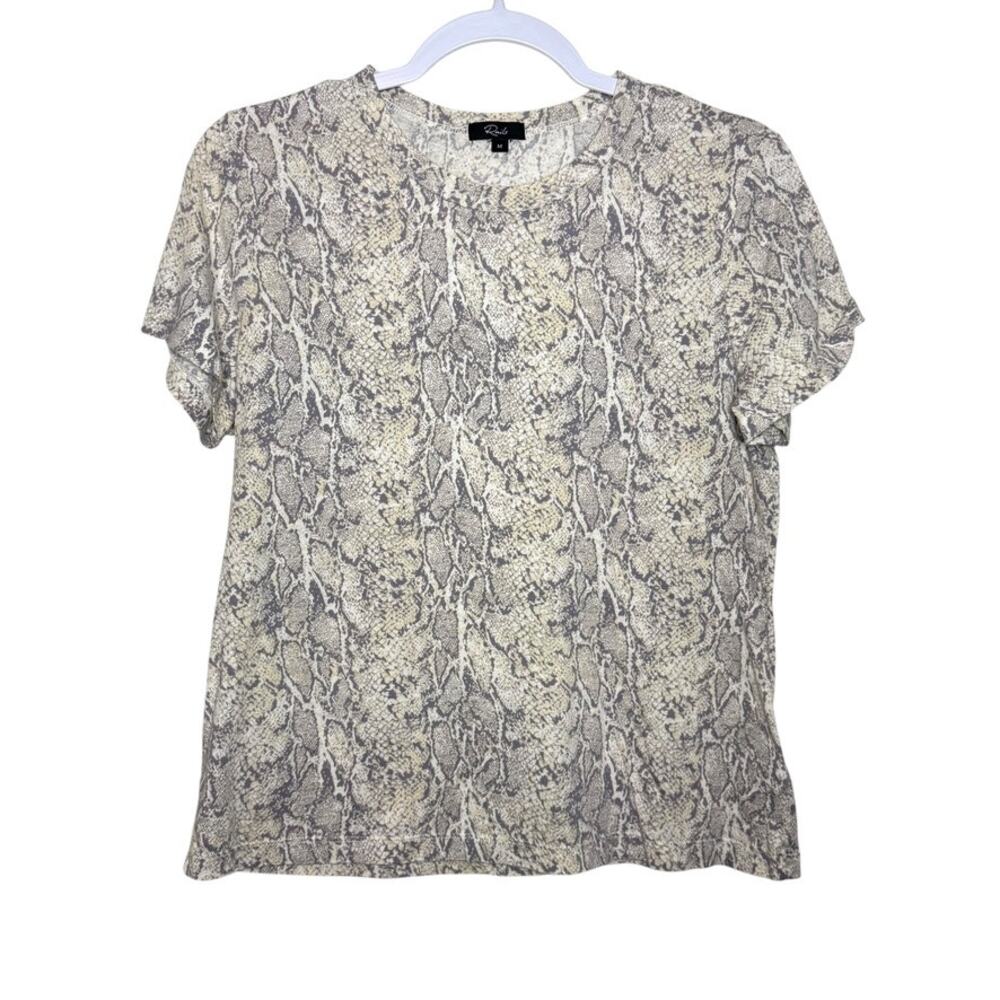 Rails Asher Snakeskin Short Sleeve Tee‎ Women M Ivory Animal Print Boho